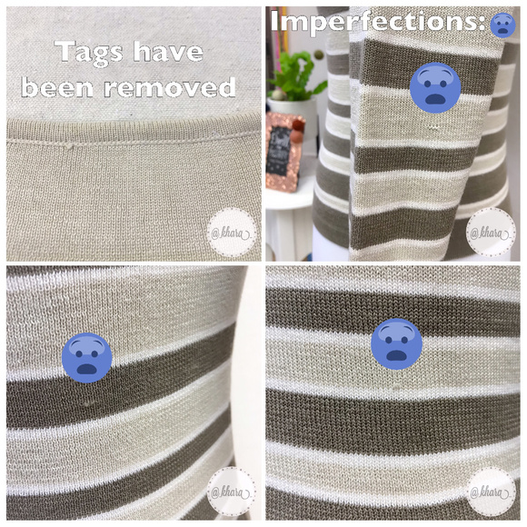 Beige Striped 3/4 Sleeve Lightweight Stretch-Knit - Picture 7 of 8